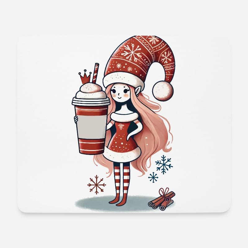 Weihnachts-Kaffeeliebhaber Gnom Wichtel Freude - Mousepad (Querformat) - Weiß