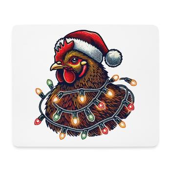 Weihnachtshuhn Mit Lichterkette - Mousepad (Querformat) - Weiß - Vorne