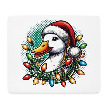Drôle de canard avec des lumières de Noël - Tapis de souris (format paysage) - blanc - Devant