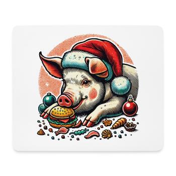 Greedy Christmas piglet in festive style - Mouse Pad (horizontal) - white - Front