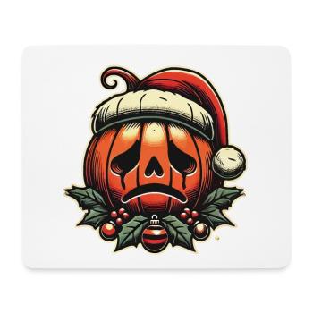 Sad pumpkin with Santa hat - Mouse Pad (horizontal) - white - Front