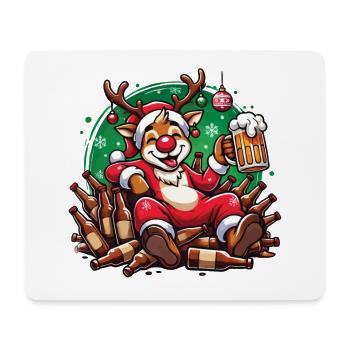 Funny Reindeer Christmas Fun for Beer Lovers - Mouse Pad (horizontal) - white - Front