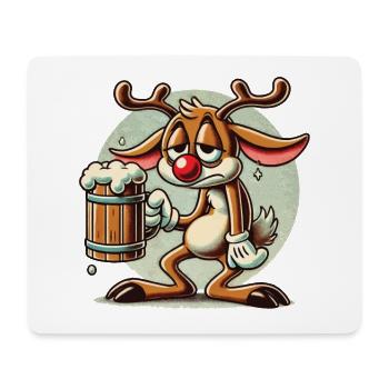 Funny reindeer for beer lovers - Mouse Pad (horizontal) - white - Front