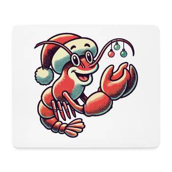 Homard de Noël avec chapeau - Tapis de souris (format paysage) - blanc - Devant