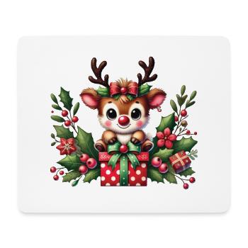 Christmas reindeer fun with gifts - Mouse Pad (horizontal) - white - Front