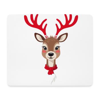 Renne de Noël avec écharpe - Tapis de souris (format paysage) - blanc - Devant