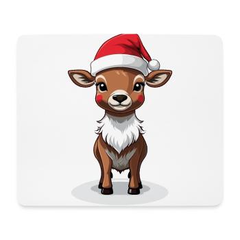 Weihnachtliches Rentier Mit Mütze - Mousepad (Querformat) - Weiß - Vorne