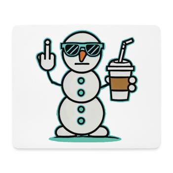 Cool snowman with sunglasses and drink - Mouse Pad (horizontal) - white - Front