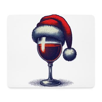 Verre à vin de Noël festif avec chapeau de Père Noël - Tapis de souris (format paysage) - blanc - Devant