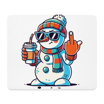 Cooler Schneemann Mit Kaffee Und Sonnenbrille - Mousepad (Querformat) - Weiß - Vorne