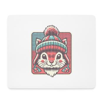 Écureuil d’hiver avec chapeau et motif - Tapis de souris (format paysage) - blanc - Devant