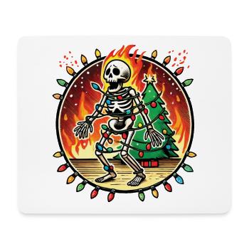 Flammende Weihnachten Skelett Feiertags Unfall - Mousepad (Querformat) - Weiß - Vorne