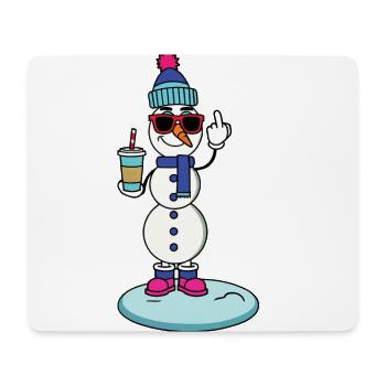 Cooler Schneemann Mit Eiskaffee Und Sonnenbrille - Mousepad (Querformat) - Weiß - Vorne