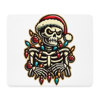 Merry Christmas Time Skeleton with Fairy Lights - Mouse Pad (horizontal) - white - Front