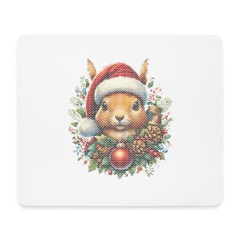 Weihnachtliches Eichhörnchen Im Winterwald - Mousepad (Querformat) - Weiß - Vorne