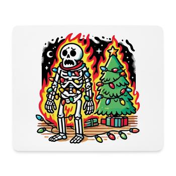Weihnachtsskelett Mit Lichterkette - Mousepad (Querformat) - Weiß - Vorne