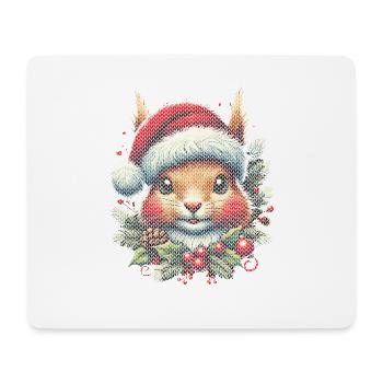 Christmas squirrel with cap - Mouse Pad (horizontal) - white - Front