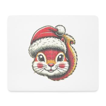 Cute Christmas squirrel with hat - Mouse Pad (horizontal) - white - Front