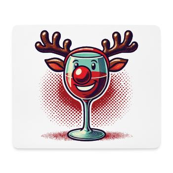 Weihnachtliches Weinglas Rentier - Mousepad (Querformat) - Weiß - Vorne