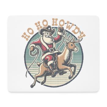 Santa Claus cowboy style ho ho howdy knit look - Mouse Pad (horizontal) - white - Front