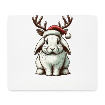 Hoppy Noël drôle renne lapin - Tapis de souris (format paysage) - blanc - Devant
