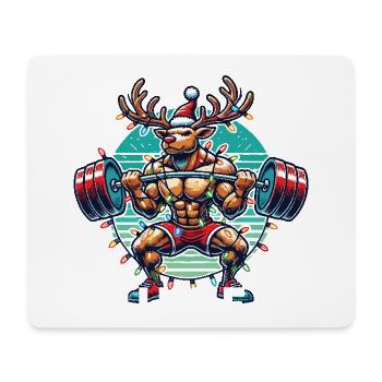 Muscle Renne Noël Fitness - Tapis de souris (format paysage) - blanc - Devant