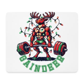 Weihnachts-Gewichtheber Rentier Gaindeer - Mousepad (Querformat) - Weiß - Vorne