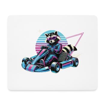 Waschbär Go-Kart Abenteuer im Vaporwave Stil - Mousepad (Querformat) - Weiß - Vorne