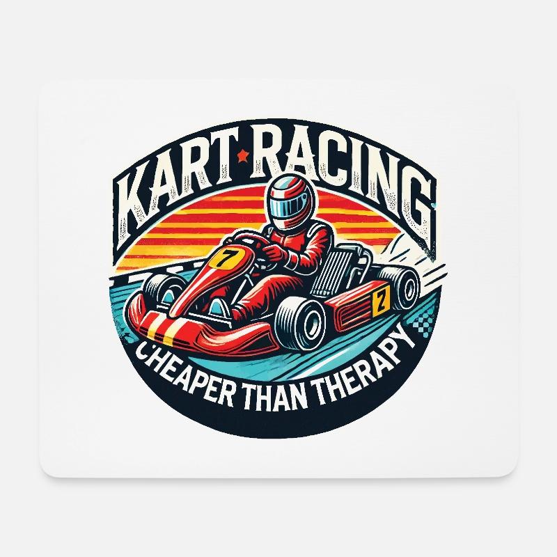 Les courses de kart moins chères que la thérapie - Tapis de souris (format paysage) - blanc