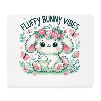 Fluffy Bunny Vibes – Süßes Osterhasen Shirt - Mousepad (Querformat) - Weiß - Vorne