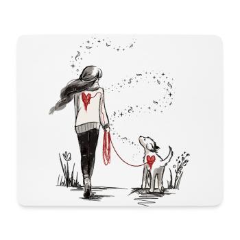 Heart band between man and dog - Mouse Pad (horizontal) - white - Front