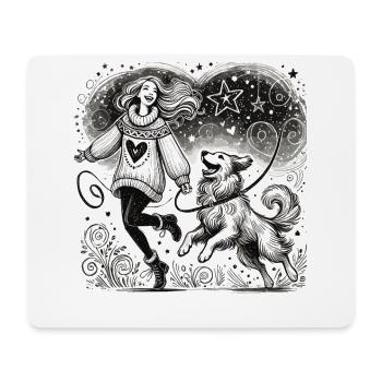 Magical moment between man and dog - Mouse Pad (horizontal) - white - Front