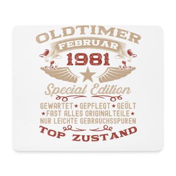 44. Geburtstag Oldtimer Februar Jahrgang 1981 - Mousepad (Querformat) - Weiß - Vorne