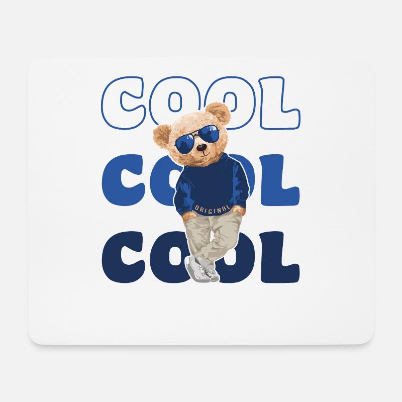Cooler Teddybär mit Sonnenbrille - Cool - Mousepad (Querformat) - Weiß