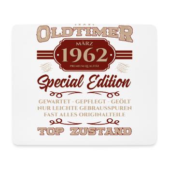 63. Geburtstag Geschenk Mann Oldtimer März 1962 - Mousepad (Querformat) - Weiß - Vorne