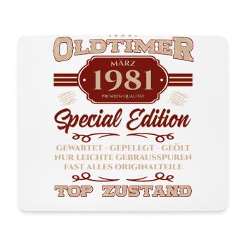 44. Geburtstag Oldtimer März Jahrgang 1981 - Mousepad (Querformat) - Weiß - Vorne