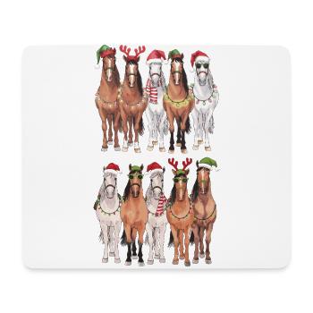 Percheron Horses with Christmas Hats - Mouse Pad (horizontal) - white - Front