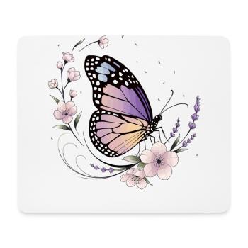 Papillon et fleurs au printemps - Tapis de souris (format paysage) - blanc - Devant