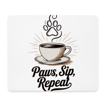 Paws, Sip, Repeat – Kaffee & Tierliebe - Mousepad (Querformat) - Weiß - Vorne