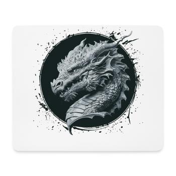 Mächtiger Drache im Schattenkreis - Mousepad (Querformat) - Weiß - Vorne