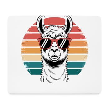 Retro Style Llama Sunglasses Funny Summer Alpaca - Mouse Pad (horizontal) - white - Front