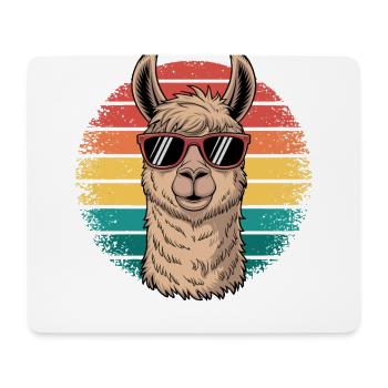 Retro Alpaca Llama Comic Sunglasses Cool Style - Mouse Pad (horizontal) - white - Front