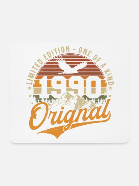 Original 1990 Vintage Jahrgang Geburtstag Geschenk - Mousepad (Querformat) - Weiß