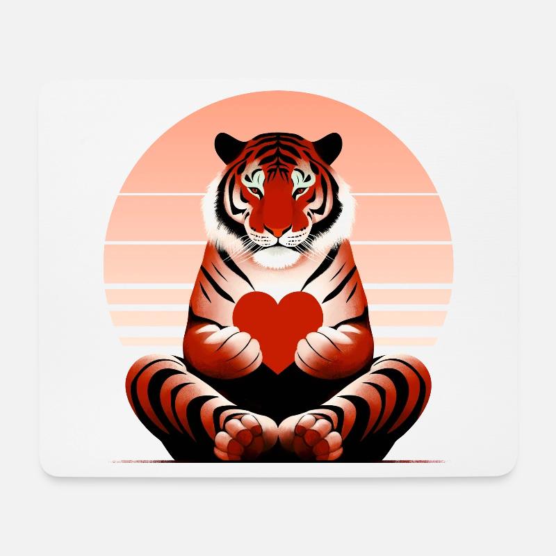 Tiger with heart - Mouse Pad (horizontal) - white