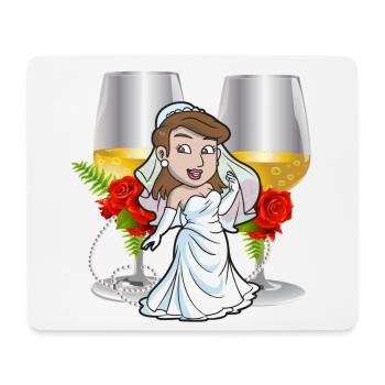 Cartoon Bride Toast with Roses - Mouse Pad (horizontal) - white - Front