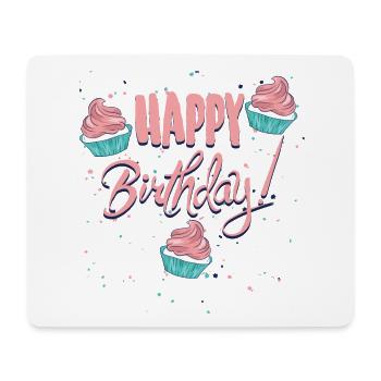 Happy Birthday mit Cupcakes - Mousepad (Querformat) - Weiß - Vorne