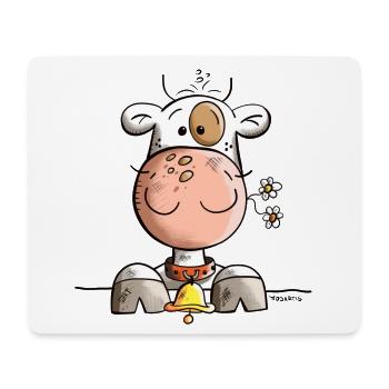 Abenteuerlustige Kuh - Mousepad (Querformat) - Weiß - Vorne