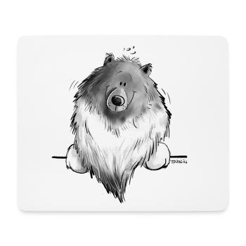 Cadeau drôle de chien de bande dessinée Wolfsspitz I - Tapis de souris (format paysage) - blanc - Devant