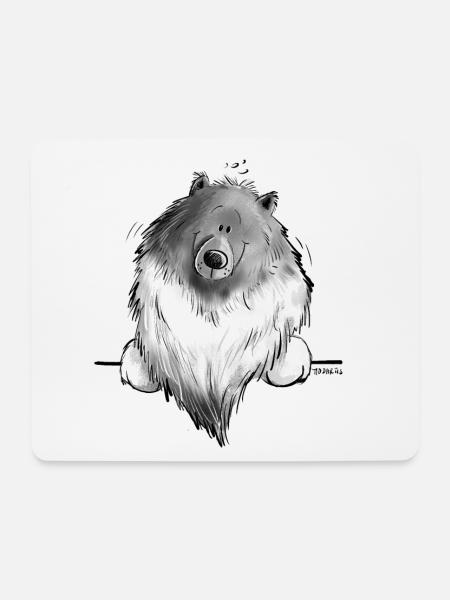Lustiger Wolfsspitz I Comic Hund Geschenk - Mousepad (Querformat) - Weiß
