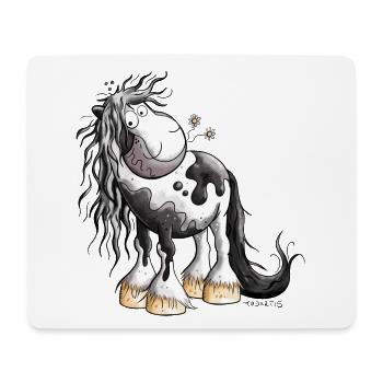 Lustiger Irish Tinker Schecke Pferd Pferde  - Mousepad (Querformat) - Weiß - Vorne